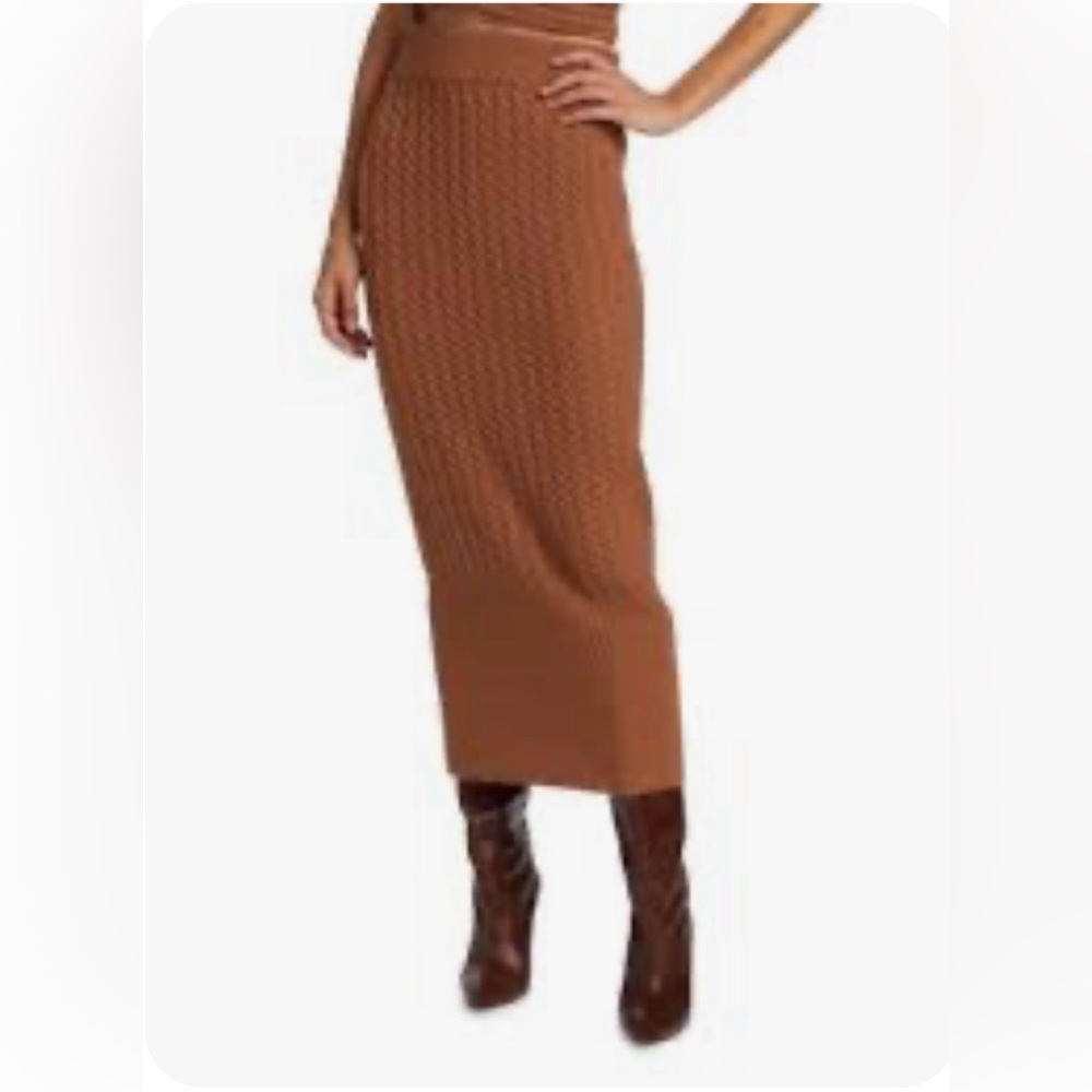 JOIE Chic Brown Boho Ribbed Knit Tube Maxi Skirt